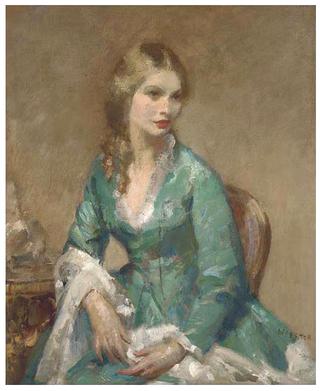 Portrait of a Lady in a Turquoise Dress