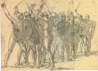 Nude Soldiers Gesticulating with their Weapons, study for 'the Sabines'