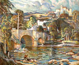 Fisherman, Upland Landscape with Bridge (2)