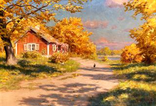 House in Autumn Landscape