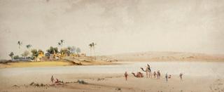 A Nile Scene with Figures and Camel