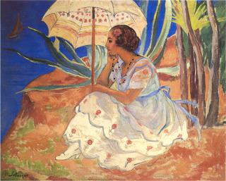 Young woman with Umbrella at St Maxime