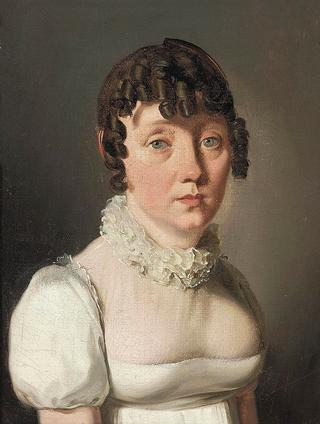Portrait of a lady in a white dress with lace collar