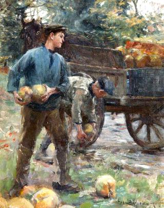 Boys Loading Mangolds onto a Cart