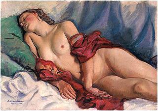 Sleeping Nude with a red shawl