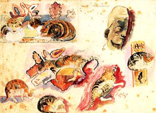 Study of Cats and a Head