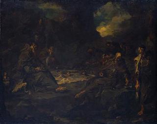 Mahl der Einsiedler in einer Höhle