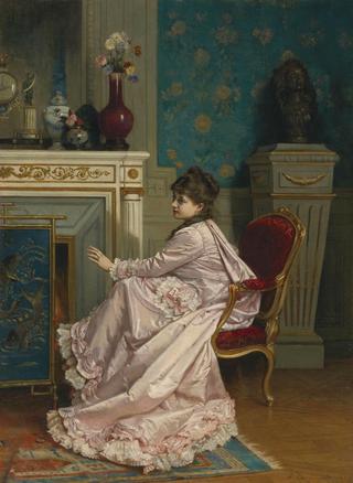 Woman by a Fireplace