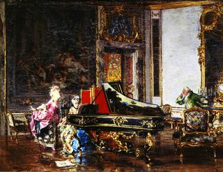 Two Women in Eighteenth-Century Costume at the Piano