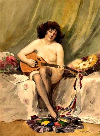 Female Nude with a Guitar