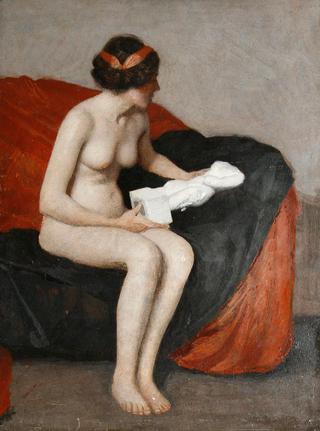 Seated nude with sculpture