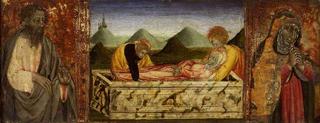 The Entombment of the Virgin, Saint Bartholomew and a Female Saint