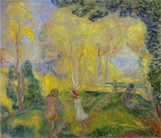 Marthe and infant in Pierrefond forest