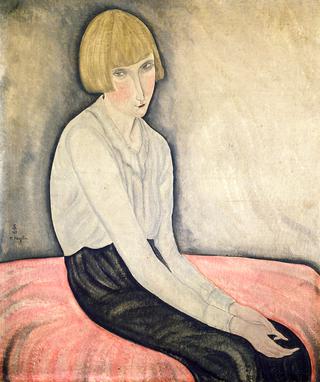 Young Woman on a Pink Canape