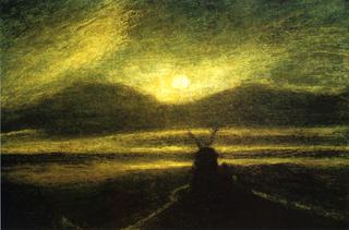 The Old Mill by Moonlight