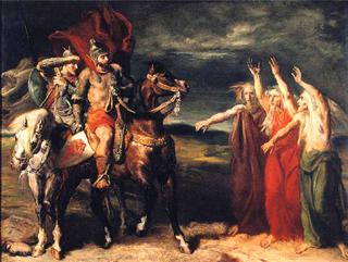 Macbeth and Banquo Encountering the Three Witches on the Heath