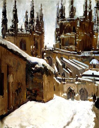 The Cathedral of Burgos under the Snow