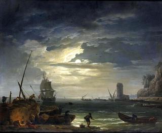A Mediterranean Inlet by Moonlight