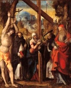St. Helena behind Saints Sebastian, Dominic, Peter, & Jerome