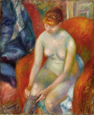 Nude Pulling On Stocking