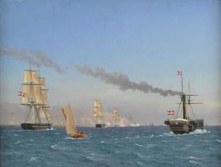 Christian VIII Aboard His Steamship “Ægar” Watching the Manoeuvres of a Squadron in the Roads of Copenhagen