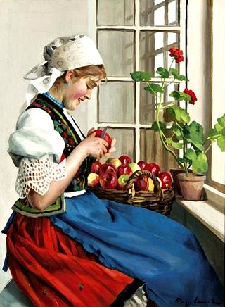 Servan Girl with a Basket of Apples