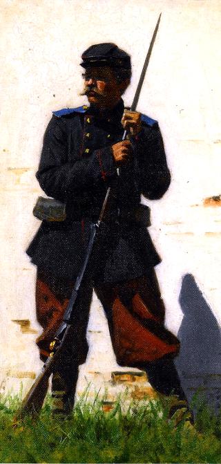 Turkestan Soldier in Winter Uniform