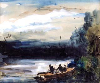 River Landscape and Fishermen