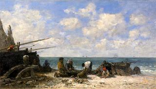 Étretat: Fishermen on the Beach
