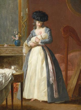 A Lady, said to be Madame Danloux, nursing her Child in a Drawing Room