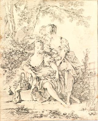 Three Young Women by the Edge of a Stream