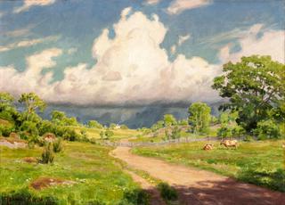 Cows on pasture, approaching storm