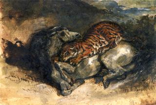 Tiger Attacking a Horse