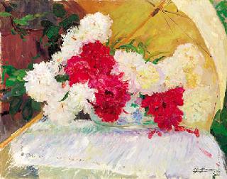 Still Life with Peonies and Parasol