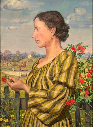 Lady at the Rosebush