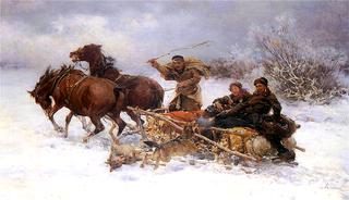 Wolves Attacking a Sleigh