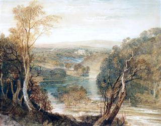 Distant View of Barden Tower on the River Wharfe, West Riding, Yorkshire