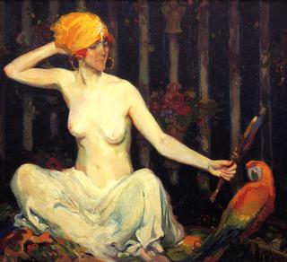 Woman with Parrot