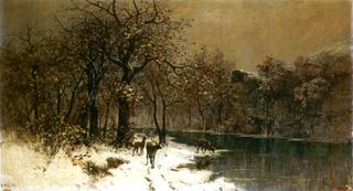 Deer in a Wintery Forest