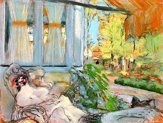 Madame Hessel Reading on the Terrace of Clos Cézanne