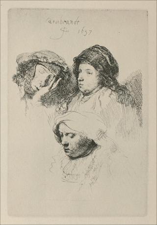 Three Heads of Women, One Asleep