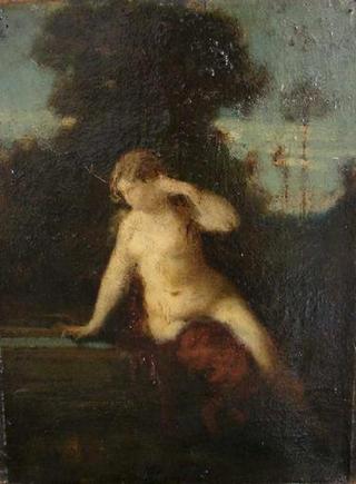 Woman Seated beside a Fountain