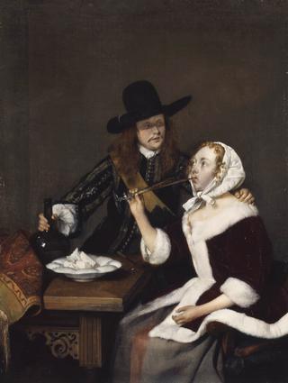 A Gentleman Pressing a Lady to Drink
