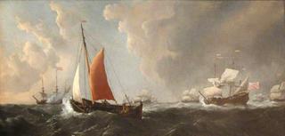 A Storm:  An English Galliot Beating to Windward in a Gale