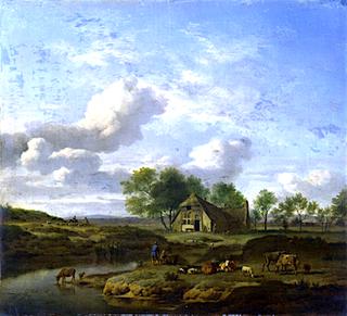 A Landscape with a Farm by a Stream