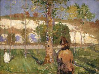 Madame Sisley on the Banks of the Loing at Moret