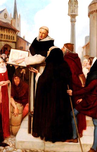 Albertus Magnus Expounding His Doctrines of Physical Science in the Streets of Paris, c.1245