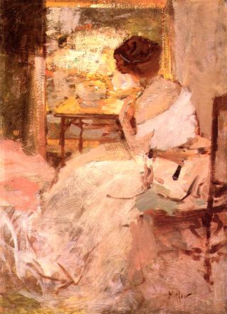 Lady in a White Evening Gown