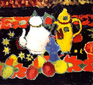 Still LIfe with Yellow Coffee Pot and White Tea Pot