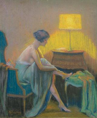 A Young Woman Undressing in an Interior